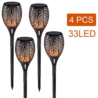 12 Led Gazon Solar Flame Outdoor Light Torch Veiligheid IP65 Waterdichte Flickering Tuin Binnenplaats Decor Automatische Landschap Lamp 4stk 33LED