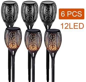 12 Led Gazon Solar Flame Outdoor Light Torch Veiligheid IP65 Waterdichte Flickering Tuin Binnenplaats Decor Automatische Landschap Lamp 6stk 12LED