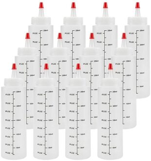 12-Pack 8 Oz Kruiderij Squeeze Flessen Met Rode Tip Cap-Duurzaam Plastic Squirt Fles Voor Ketchup, sauzen, Siroop