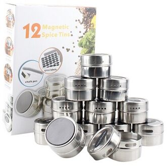 12 Pack Magnetische Spice Blikken Multifunctionele Opslag Tin, Clear Top Deksel met Ziften of Giet, magnetische op Koelkast en Grill