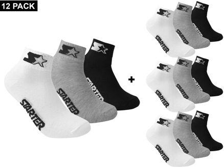 12-Pack Quarter Socks - Grijs/Wit/Zwart - Algemeen - maat  35 - 38