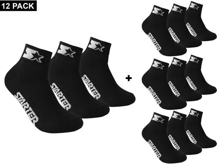 12-Pack Quarter Socks - Zwart - Algemeen - maat  35 - 38