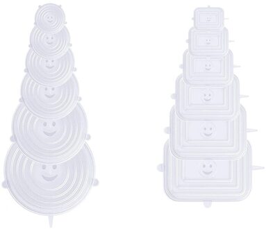 12 Pack Silicone Stretch Deksels Bpa-vrij Rekbaar Ronde En Rechthoek Voedsel Covers Fit Alle Van Containers