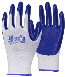12 Pairs Coating Werkhandschoenen Gecoate Palm Handschoenen Mechanic Werken Handschoenen 12paar- WhiteBlue