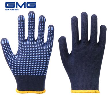 12 Pairs Professionele Werkhandschoenen GMG Marineblauw Polykatoen Shell Blauw PVC Stippen Coating Werk Handschoenen Katoenen Handschoenen XL