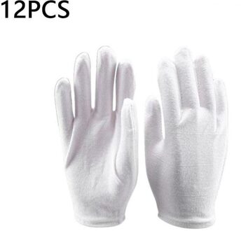 12 Paren/partij Wit 100% Katoen Ceremoniële Handschoenen Voor Mannelijke Obers/Drivers/Sieraden Vrouwelijke Serveren Handschoenen/L1W4