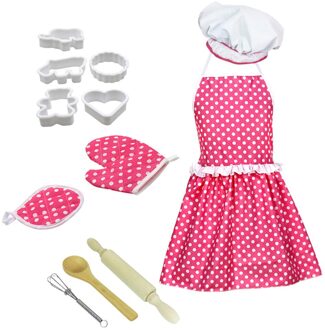 12 Pc Kids Koken En Bakken Set Keuken Deluxe Chef Set Kostuum Pretend Rollenspel Kit Schort Hoed Pak Voor 3 Jaar Oude Kinderen Roze
