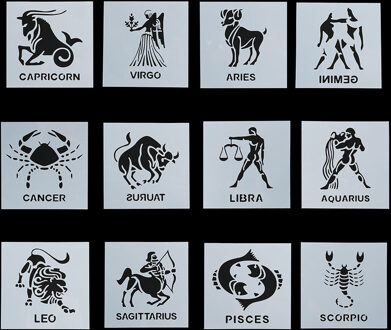 12 Pc Pvc 12 Constellation Embossing Kaart Templete Craft Gelaagdheid Stencils Voor Muren Schilderen Scrapbooking Stempel Album Decor