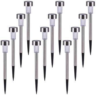 12 Pc Solar Tuin Licht Outdoor Led Zonne-energie Lamp Lantaarn Waterdicht Landschap Verlichting Voor Pathway Patio Yard Gazon # gh 12stk wit