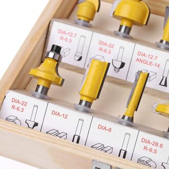 12 Pcs 1/4 ''Schacht Hardmetalen Router Bit Set Tool Met Houten Case X9FA