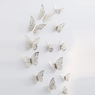 12 Pcs 3D Hollow Muurstickers Vlinder Koelkast Voor Thuis Decoratie Mariposas Decorativas Muur Decor Mariposas Decorativas F