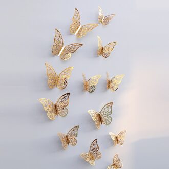 12 Pcs 3D Hollow Muurstickers Vlinder Koelkast Voor Thuis Decoratie Mariposas Decorativas Muur Decor Mariposas Decorativas