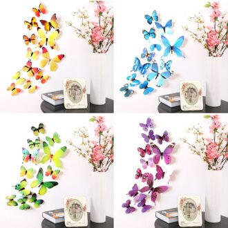 12 Pcs 3D Muurstickers Hollow Vlinder Voor Kinderen Kamers Thuis Wall Decor Diy Mariposas Koelkast Stickers Kamer Badkamer Decoratie willekeurig