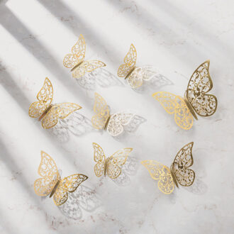 12 Pcs 3D Wall Stickers Hollow Butterfly for Kids Rooms Home Wall Decor DIY Mariposas Fridge stickers Room Decoration