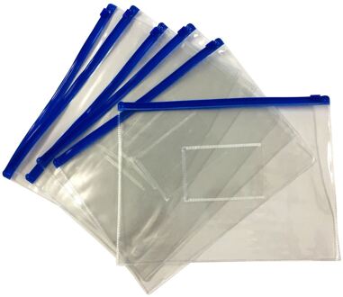 12 Pcs A5 Blue Zip Zippy Tassen-Clear Document Map Zak Plastic Transparante Presentatie Map