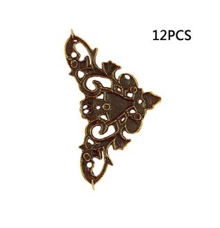 12 pcs Antieke Zinklegering Lace Hollow Wrap Hoek Cut-Out Corner Protector Sieraden Case Decoratieve Craft M