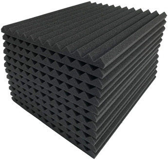 12 Pcs Black Acoustic Panels Soundproofing Foam Acoustic Tiles Studio Foam Sound Wedges 2.5 x 30 x 30cm
