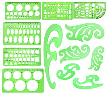 12 Pcs Geometrische Tekening Stencil Meten Heersers Franse Curve Sjablonen Heersers Voor Tekening Studeren Opstellen