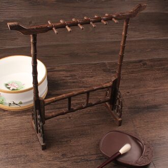 12 Pcs Hangers Schrijven Borstel Rack Praktische Studie Briefpapier Massief Hout Wenge Kalligrafie Traditionele Schrijven Penhouder