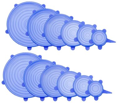 12 Pcs Herbruikbare Voedsel Verpakking Cover Silicon Food Fresh-Houden Afdichting Cap Vacuüm Stretch Siliconen Deksels Keuken Siliconen Cover
