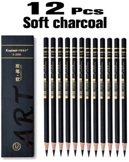 12 Pcs Houtskool Schets Potloden Set Soft Medium Harde Voor Schetsen Tekening Schilderen Kantoor School Briefpapier Art Supplies zacht charcoal