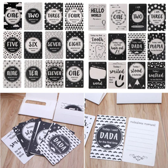 12 Pcs Month Card Baby Monthly Newborn Milestone Photo Sharing Cards Gift Set Funny Cartoon Photography Photo Cards Stickers
