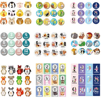 12 Pcs Month Sticker Baby Photography Milestone Memorial Monthly Newborn Kids Commemorative Card Number Photo Accessories Gifts
