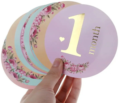 12 Pcs Month Sticker Baby Photography Milestone Memorial Monthly Newborn Kids Commemorative Card Number Photo Props Accessories