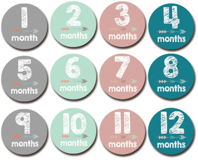 12 Pcs Month Sticker Baby Photography Milestone Memorial Monthly Newborn Kids Commemorative Card Number Photo Props Accessories