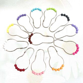 12 Pcs Praktische Bad Rollerball Acryl Douche Kleurrijke Gordijn Haken Glide Ringen Handig Thuis Badkamer Accessoires (Willekeurige