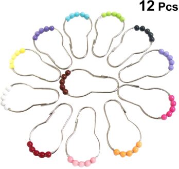 12 Pcs Praktische Bad Rollerball Acryl Douche Kleurrijke Gordijn Haken Glide Ringen Handig Thuis Badkamer Accessoires (Willekeurige