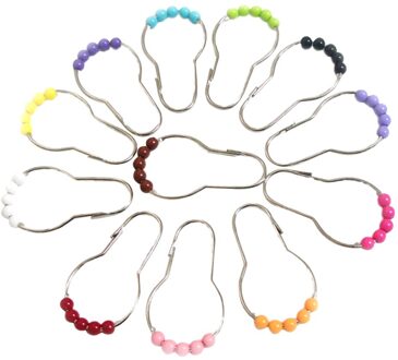 12 Pcs Praktische Bad Rollerball Acryl Douche Kleurrijke Gordijn Haken Glide Ringen Handig Thuis Badkamer Accessoires (Willekeurige