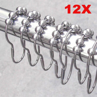 12 Pcs Praktische Rvs Gordijn Haken Bad Rollerball Douche Gordijnen Glide Ringen Handig Thuis Badkamer Accessoires