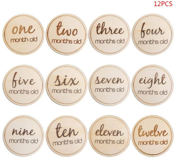 12 Pcs/set Baby Monthly Milestone Wooden Card Infants Newborn Growth Album Photography Props Kids Newborn Shower Gifts