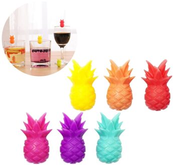 12 Pcs Silicone Rood Glas Marker Ananas Drink Markers Glas Cup Charms (Willekeurige Kleur)