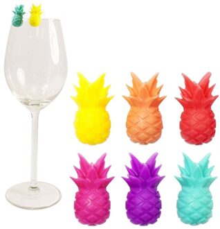 12 Pcs Silicone Rood Glas Marker Ananas Drink Markers Glas Cup Charms (Willekeurige Kleur)