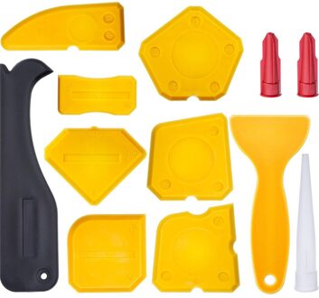 12 Pcs Siliconenkit Spreader Spatel Schraper Voor Deur Kalefateren Tool Kit Siliconenkit Tool Venster Breeuwen Afwerking Gereedschap geel