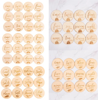 12 Pcs Wooden Baby Milestone Cards Commemorate Baby Birth Monthly Recording Cards Newborn Infant Shower Gifts Photography Props