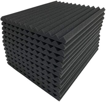 12 Pcs Zwarte Akoestische Panelen Geluidsisolatie Foam Akoestische Tegels Studio Schuim Geluid Wiggen 2.5X30X30Cm