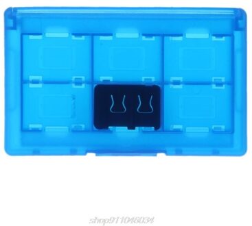 12 + 2 Slots Beschermhoes Game Geheugenkaarten Cartridge Houder Opbergdoos Organizer Draagbare Schakelaar D04 20 blauw