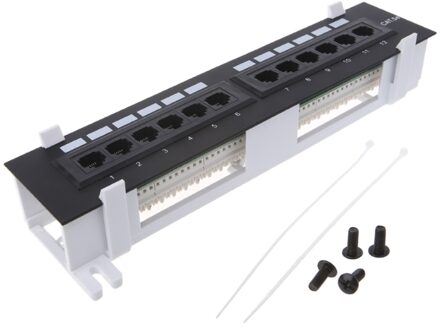 12 poort CAT5 CAT5E Patch Panel RJ45 Networking Wall Mount Rack Beugel