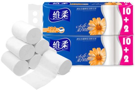 12 Rolls 4-Ply Toiletpapier Ultra Zachte Houtpulp Sterke Huishoudelijke Bad Weefsels