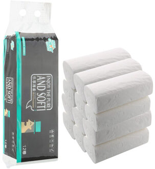 12 Rolls/Lot Servet Toilet Roll Paper 4 Lagen Coreless Toiletpapier Thuis Bad Keuken Tissue Roll Toiletpapier