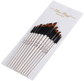 12 Sets Van Witte-Getipt Tong Voorkant Schuine Voorste Twee-Kleuren Nylon Wol Olieverf Aquarel Pen Set art Schilderij Kunstenaar 12 stukken schuin pe