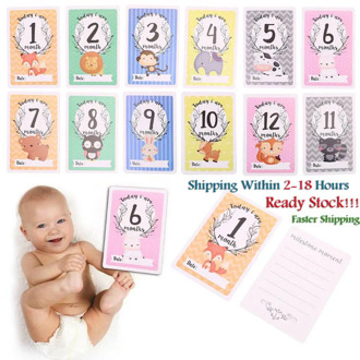 12 Sheet Milestone Photo Sharing Cards Gift Set Baby Age Cards - Baby Milestone Cards, Baby Photo Cards - Newborn Photo