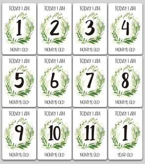 12 Sheet Milestone Photo Sharing Cards Gift Set Baby Age Cards - Baby Milestone Cards, Baby Photo Cards - Newborn Photo