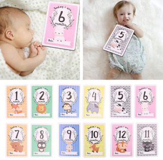 12 Sheet Milestone Photo Sharing Cards Gift Set Baby Age Cards Photography Photo