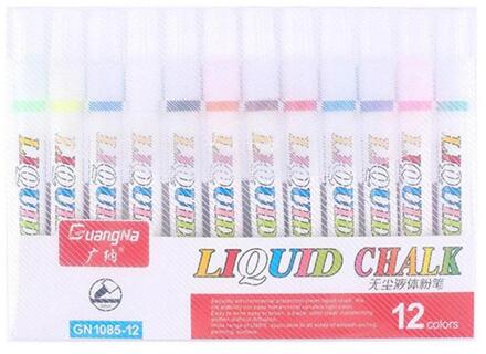 12 Stk/set Verschillende Kleuren Water Oplosbare Vloeibare Krijt Pen Supply Uitwisbare Kantoor Licht Marker School Board Pen Kinderen Dr y6R4