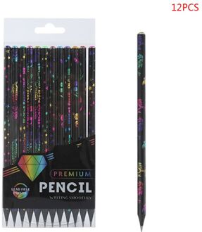 12 Stks/doos Diy Hb Potlood Printing Diamond Kleur Hout Potloden Tekening Briefpapier M5TB