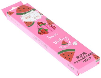 12 Stks/doos Student Briefpapier Vruchten Patroon Hout Potlood School Office Supply roze